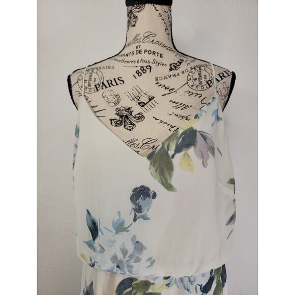 Jenny Yoo Collection SZ 16 Maxi Dress Floral Spaghetti Strap Gown Layered - Picture 3 of 10